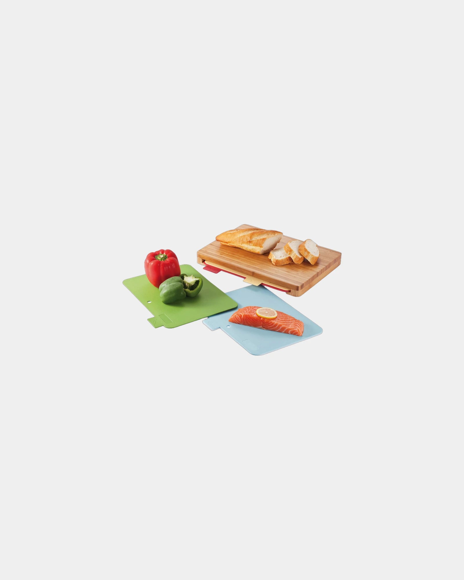 Set 4 tagliaboard PP con supporto bambù da personalizzare - Marrone