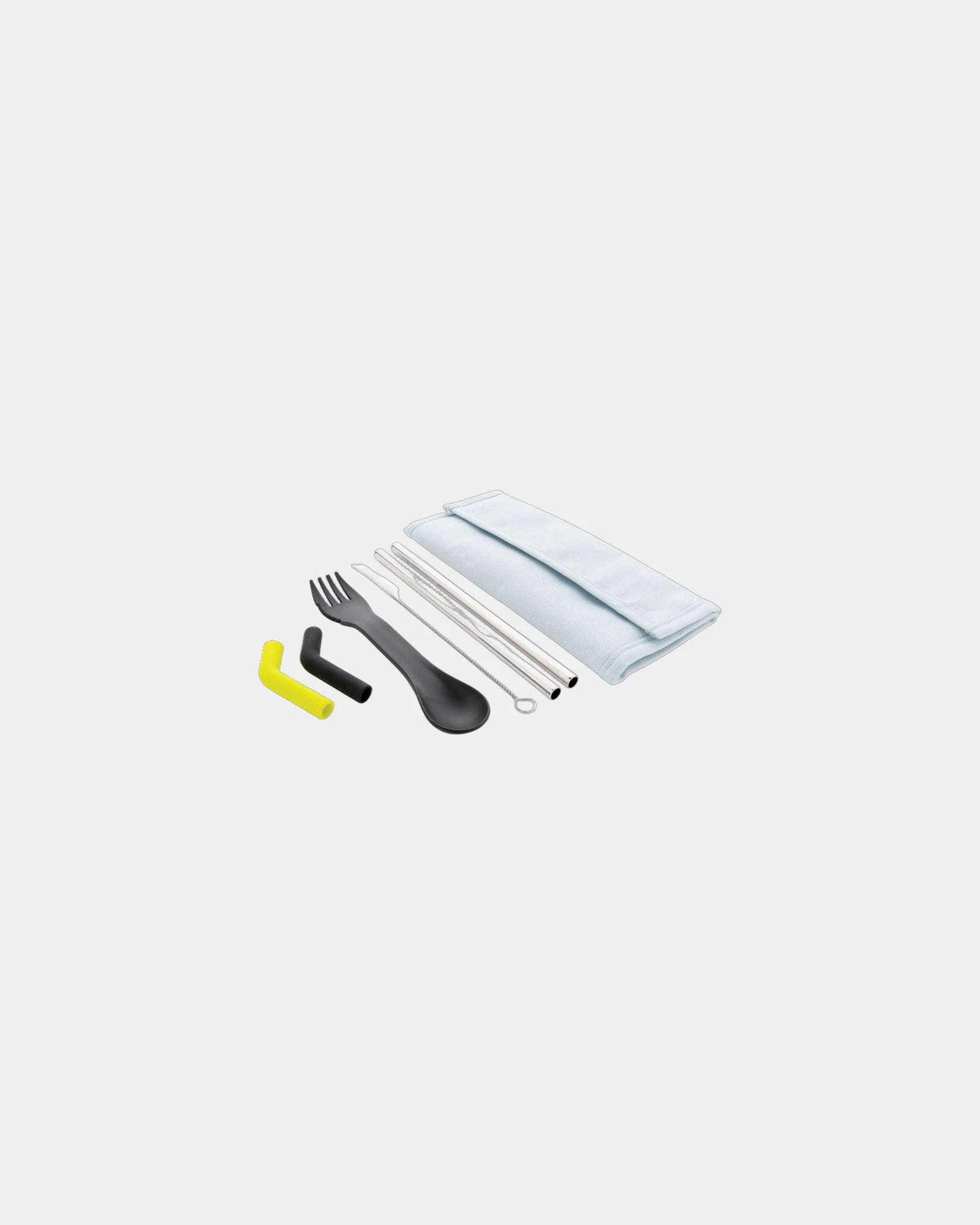 Set posate e cannucce acciaio inox Tierra da personalizzare - Blu
