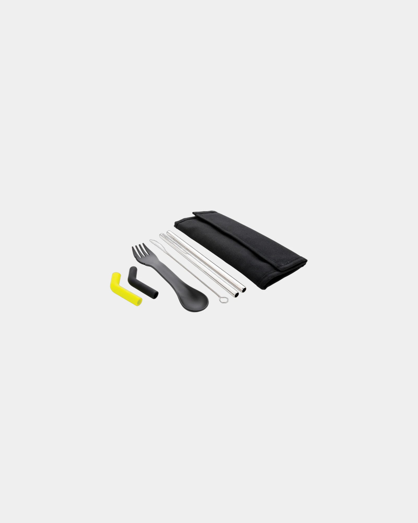 Set posate e cannucce acciaio inox Tierra da personalizzare - Nero