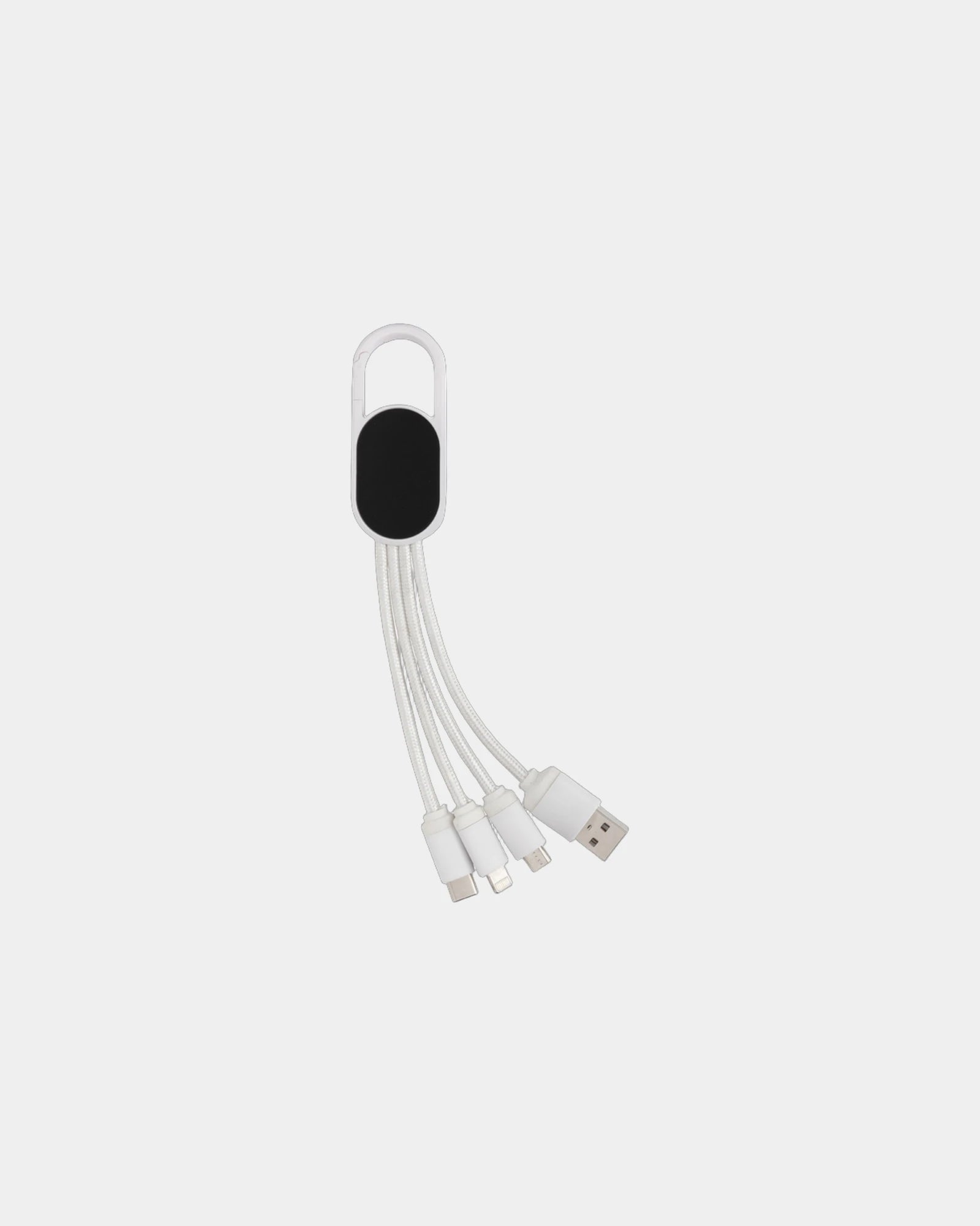 Multi-cavo di ricarica 4 in 1 con moschettone da personalizzare - Bianco