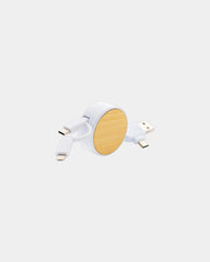 Cavo 6-in-1 riciclato RCS retrattile da personalizzare - Bianco