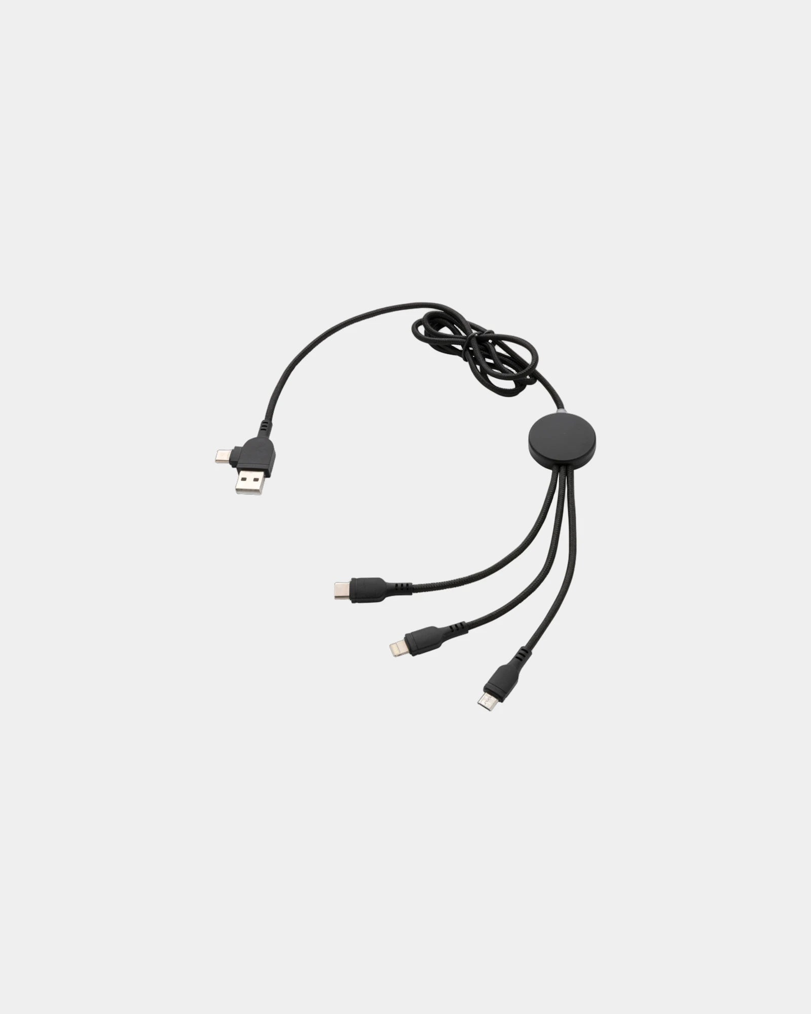 Cavo 6 in 1 luminoso nylon 120 cm da personalizzare - Nero