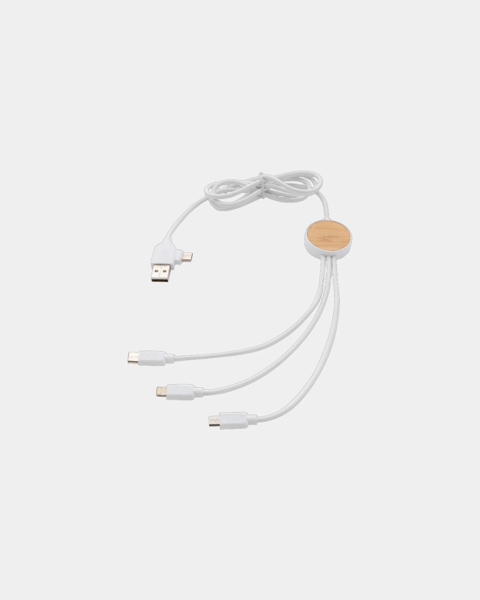 Multi-cavo riciclato 6-in-1 bambù FSC da personalizzare - Bianco