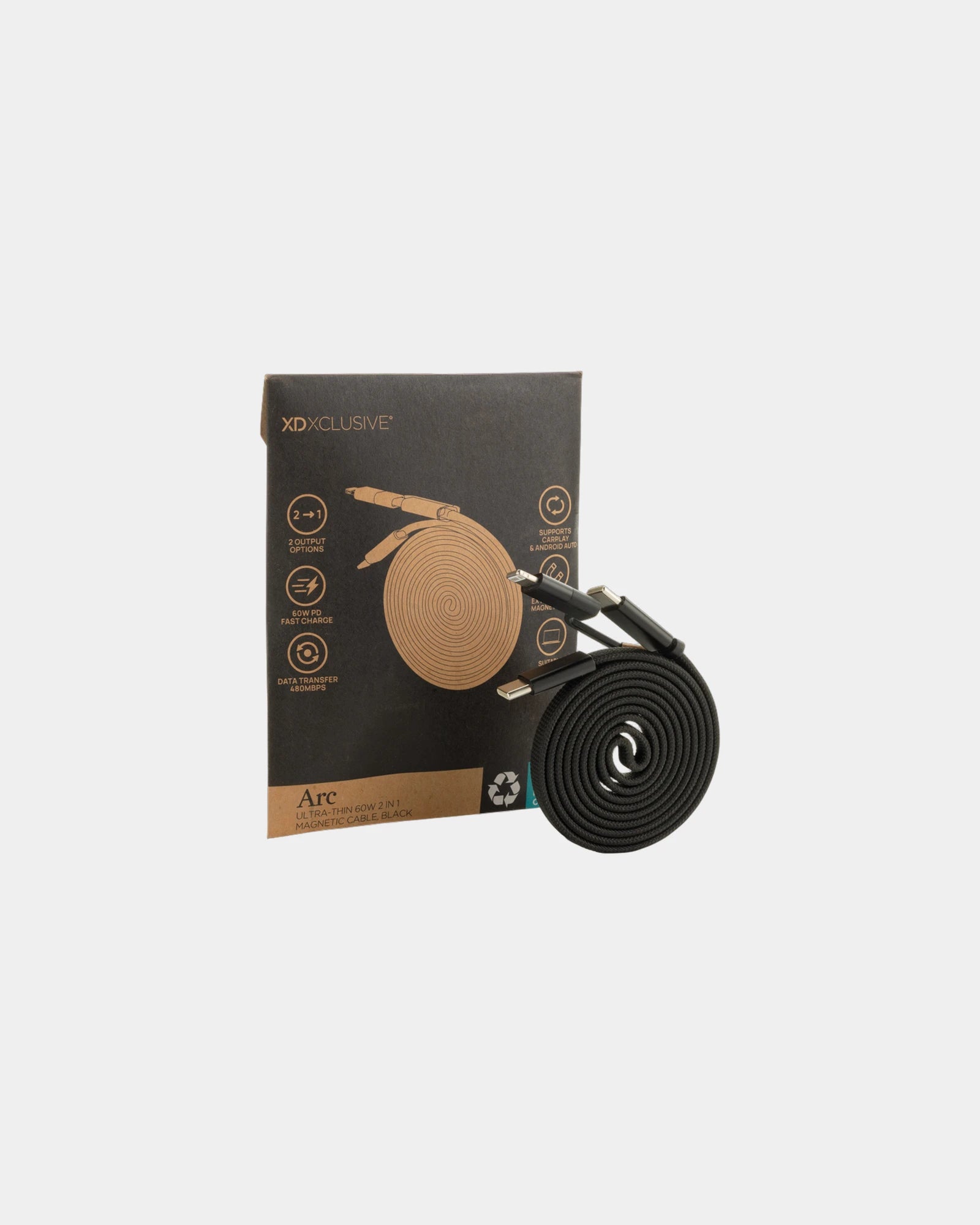 Cavo magnetico riciclato 60W 2 in 1 da personalizzare - 1
