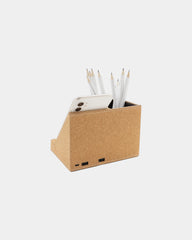 Caricatore wireless in sughero con porta penne da personalizzare - 5