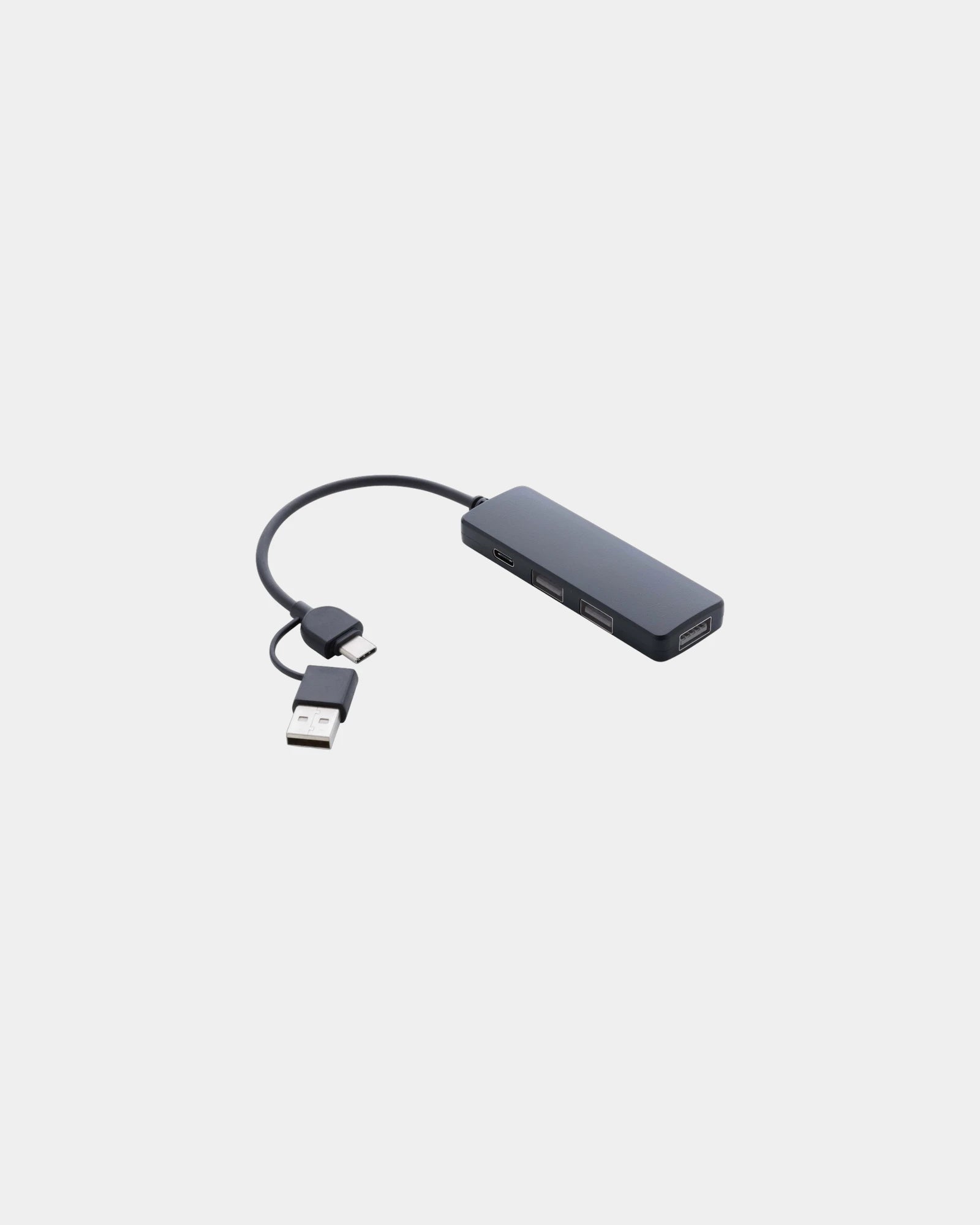 Hub USB plastica riciclata doppio ingresso da personalizzare - Nero