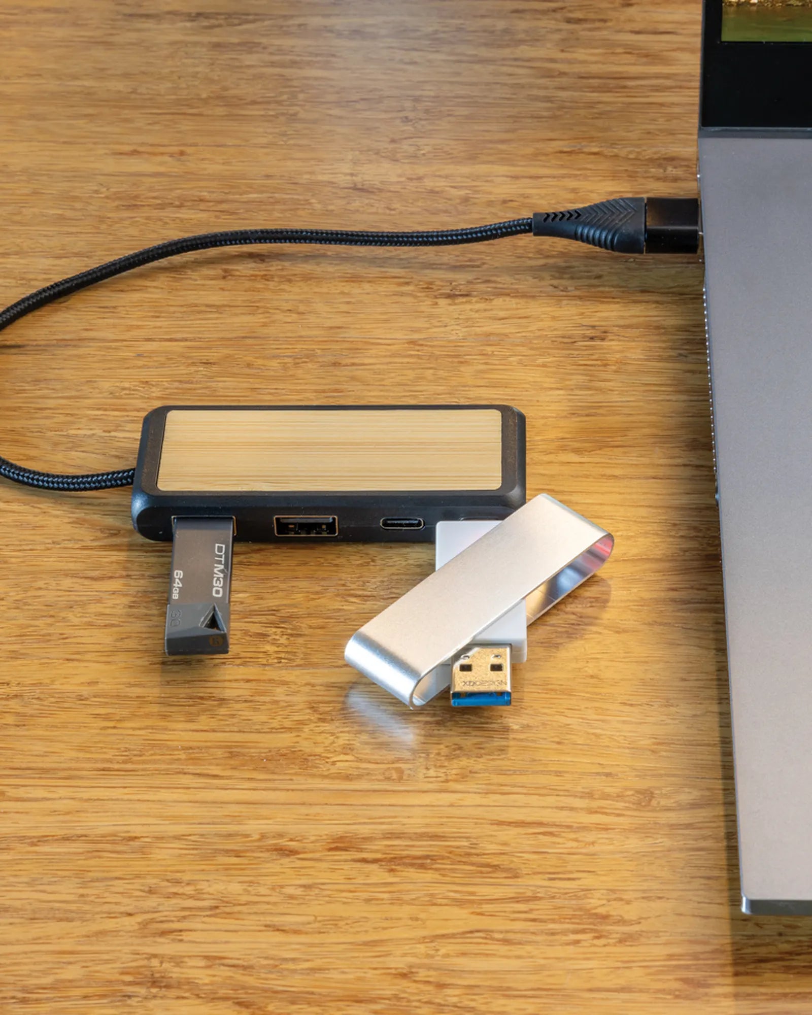 Hub USB riciclato bambù RCS Link da personalizzare - 2