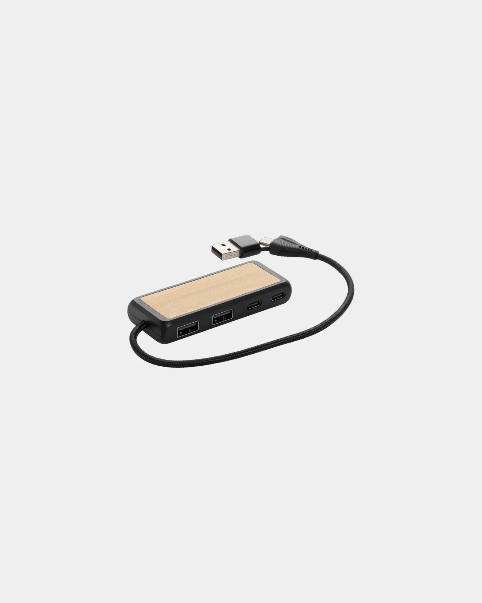 Hub USB riciclato bambù RCS Link da personalizzare - Nero