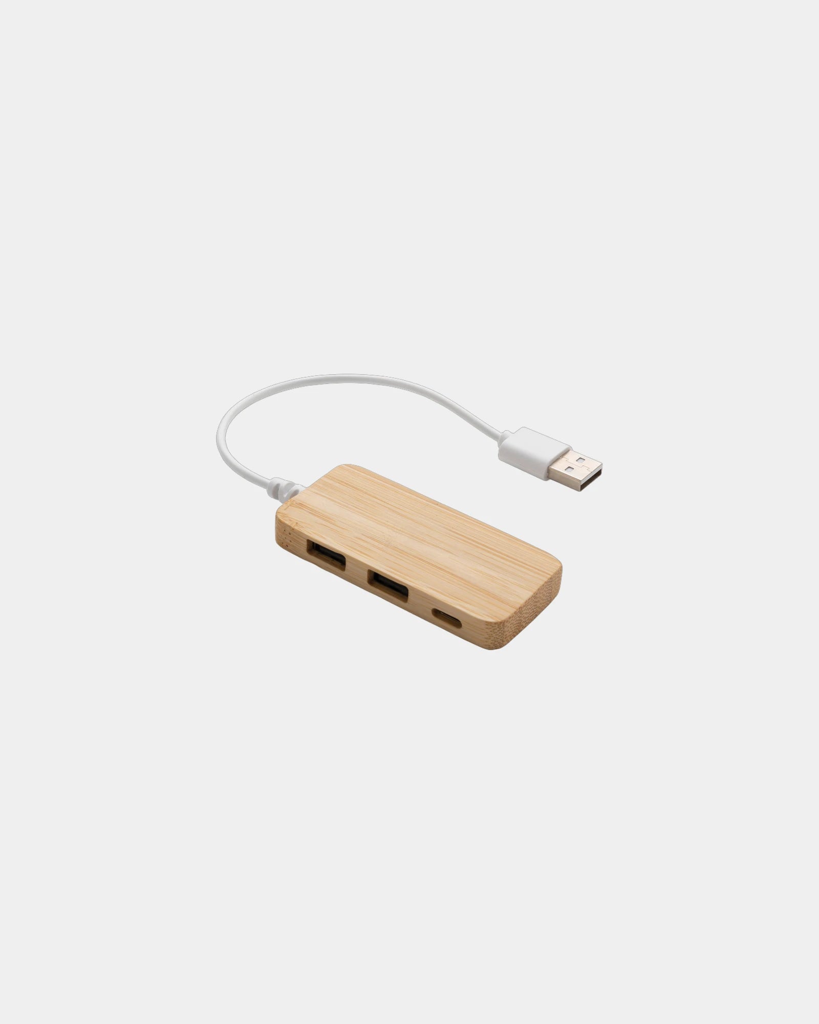 Hub USB bambù con porta type C da personalizzare - Marrone