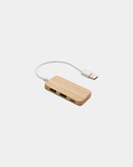 Hub USB bambù con porta type C da personalizzare - Marrone