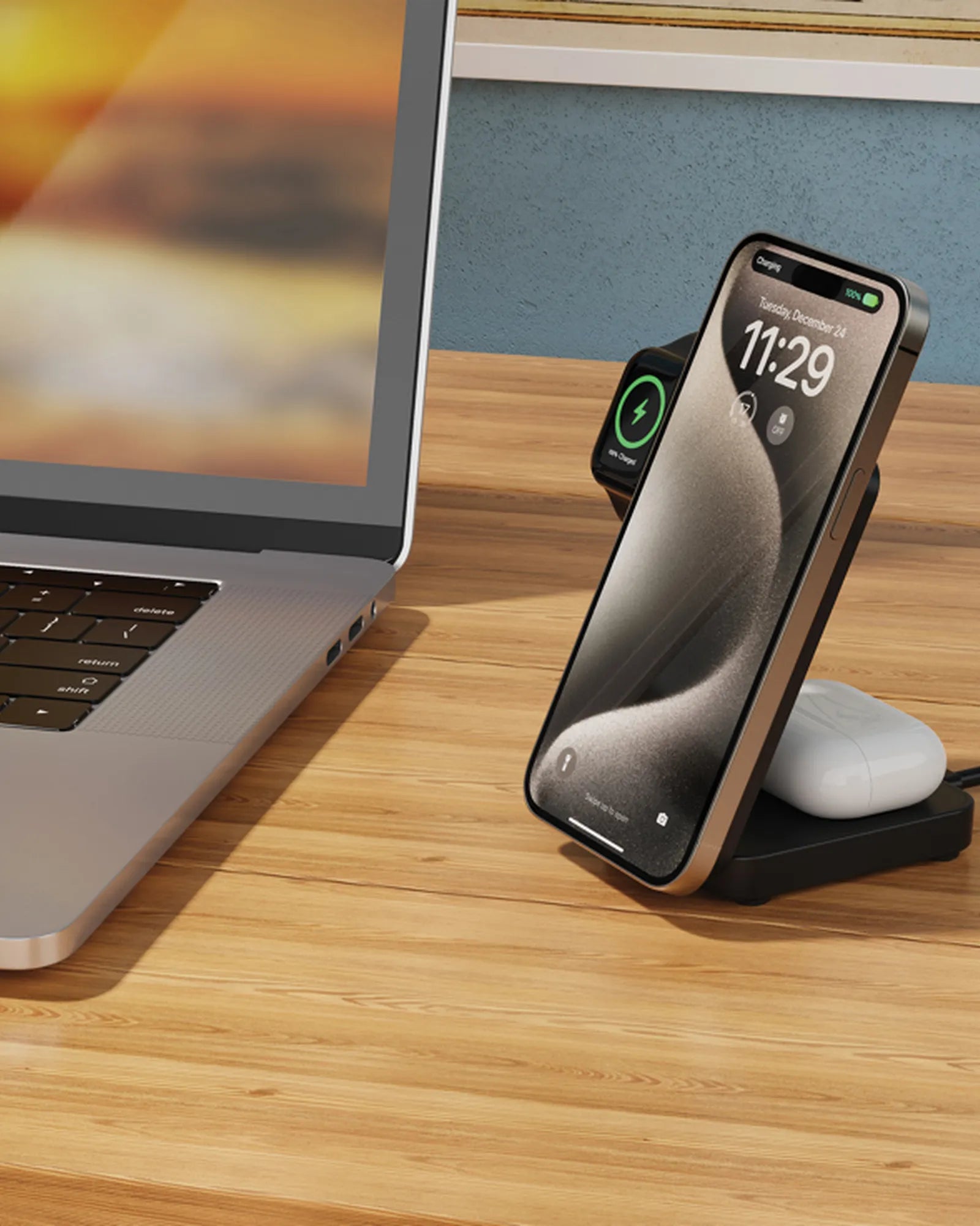 Caricatore wireless 3 in 1 riciclato Arcadia da personalizzare - 8