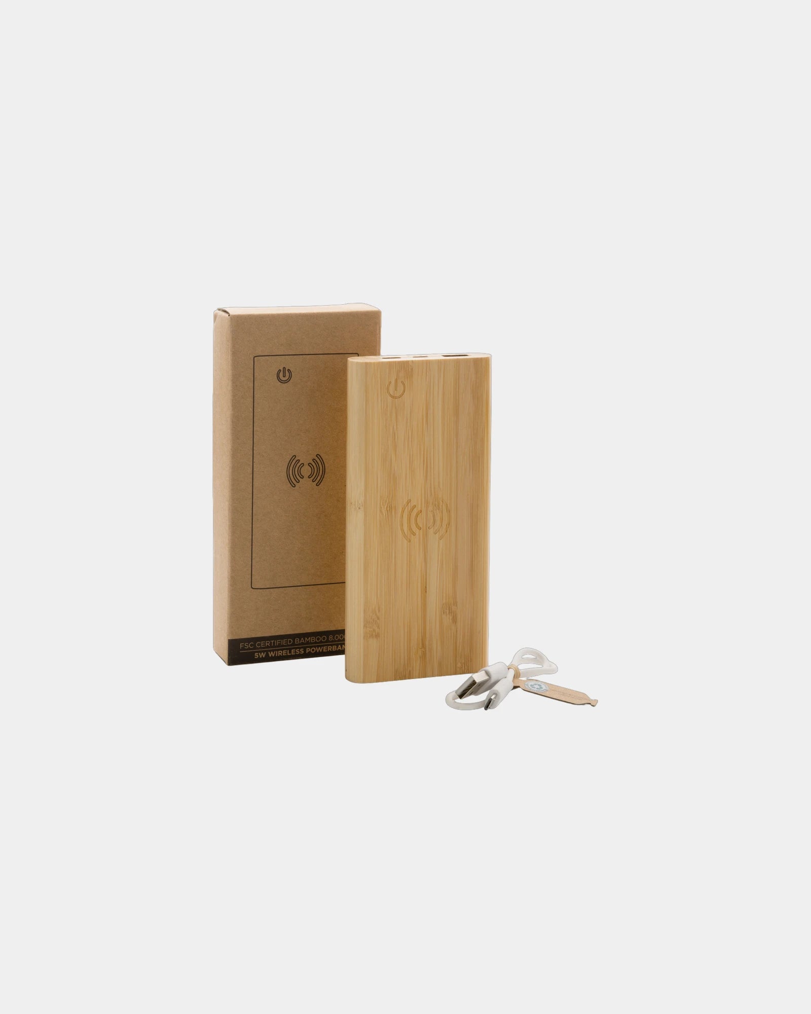 Power bank bambù FSC 8000 mAh wireless da personalizzare - 5