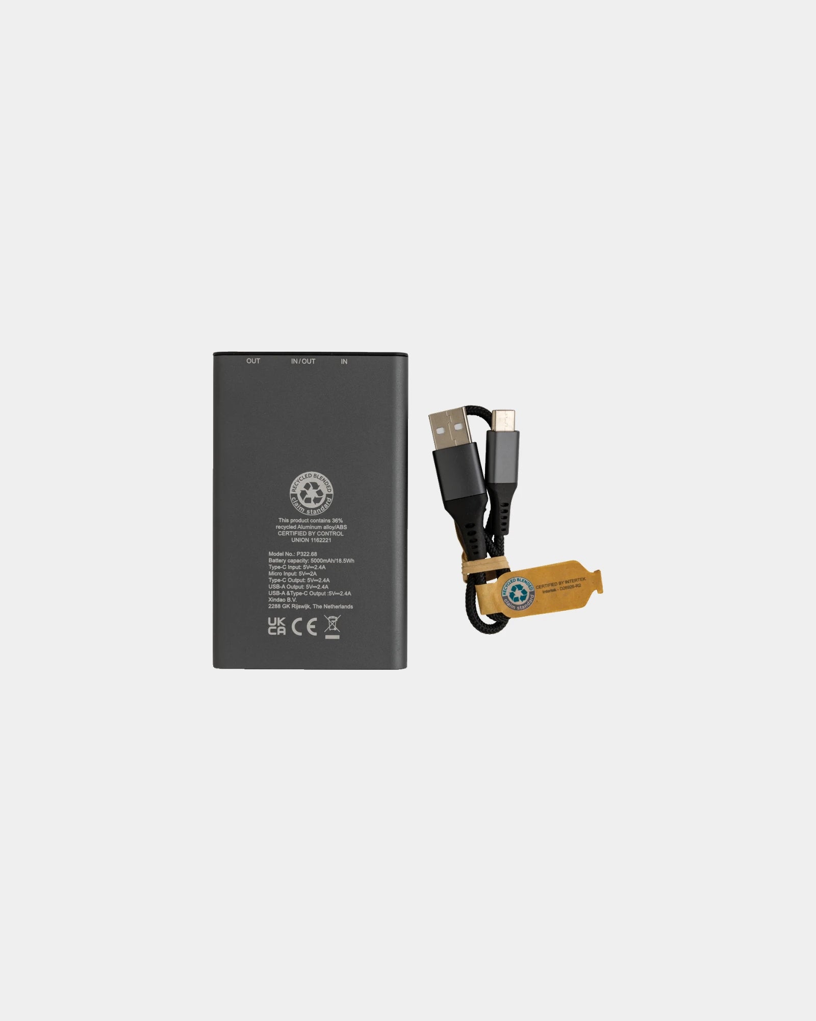 Power bank alluminio riciclato 5000 mAh da personalizzare