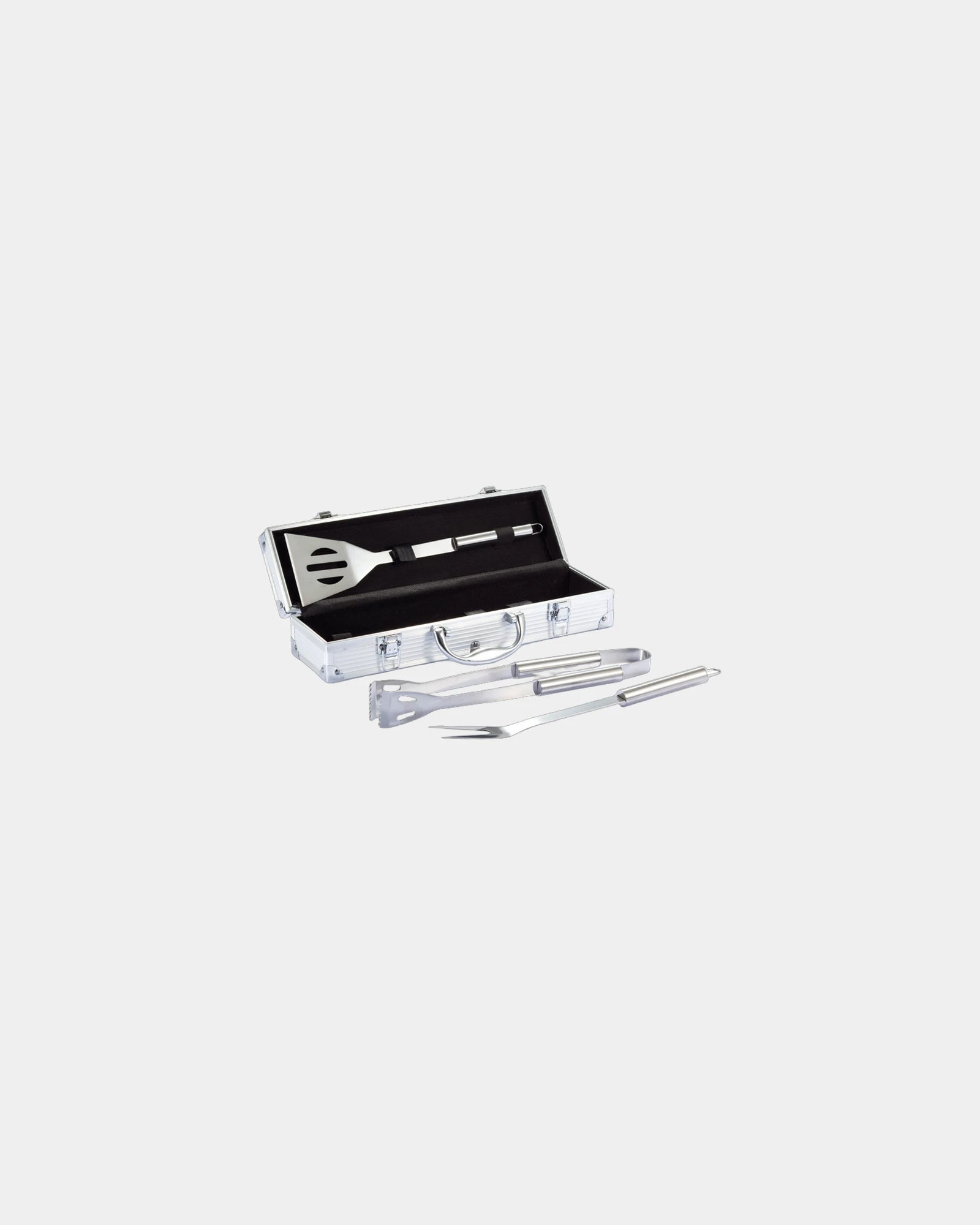 Set barbecue acciaio inox 3 pz in cofanetto da personalizzare - Argento