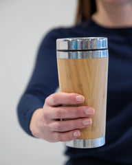 Mug bambù doppia parete acciaio 450ml da personalizzare - 6