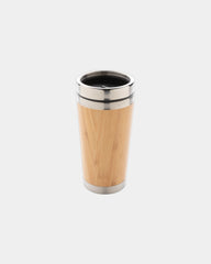Mug bambù doppia parete acciaio 450ml da personalizzare - Marrone