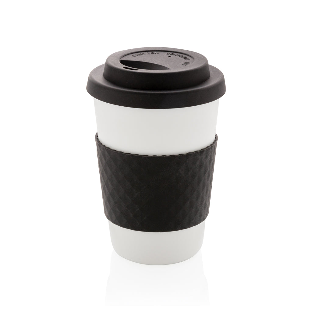 Mug riutilizzabile PP 270ml con coperchio da personalizzare - Nero