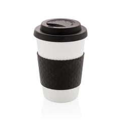 Mug riutilizzabile PP 270ml con coperchio da personalizzare - Nero