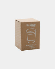 Bicchiere vetro borosilicato 360ml con coperchio da personalizzare