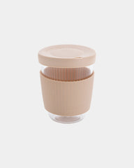 Bicchiere vetro borosilicato 360ml con coperchio da personalizzare - Marrone