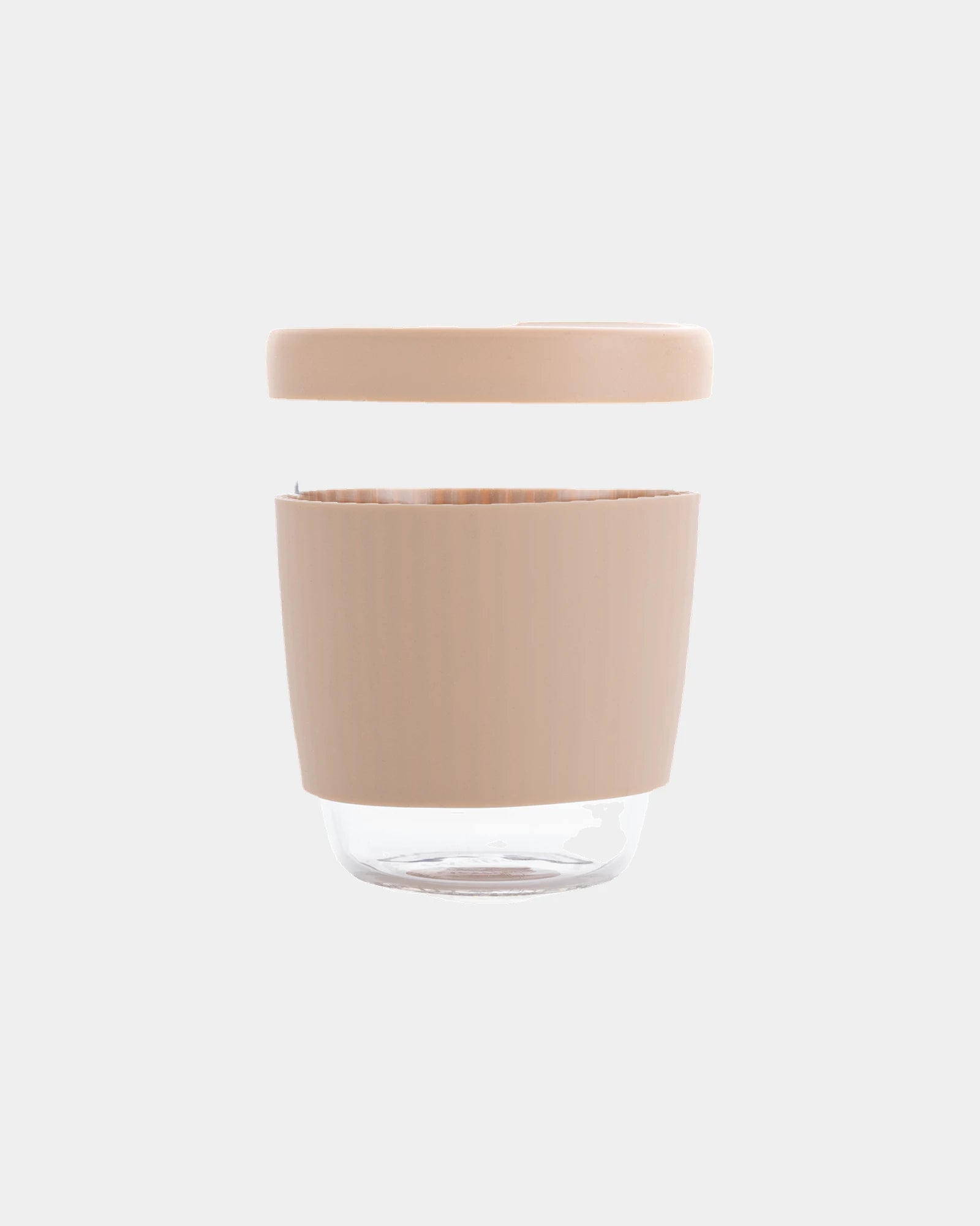 Bicchiere vetro borosilicato 360ml con coperchio da personalizzare