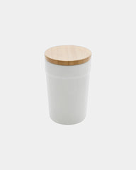 Mug PP riciclato GRS 300ml coperchio bambù da personalizzare - Bianco