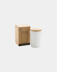 Mug PP riciclato GRS 300ml coperchio bambù da personalizzare - 1