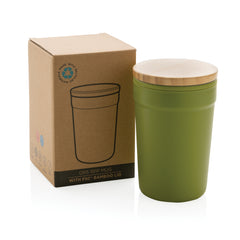Mug PP riciclato GRS 300ml coperchio bambù da personalizzare - 11