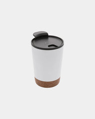 Tazza da caffè sughero e acciaio riciclato 300ml da personalizzare - Bianco