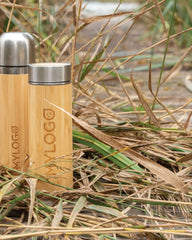 Bottiglia termica bambù acciaio 300ml da personalizzare - 7