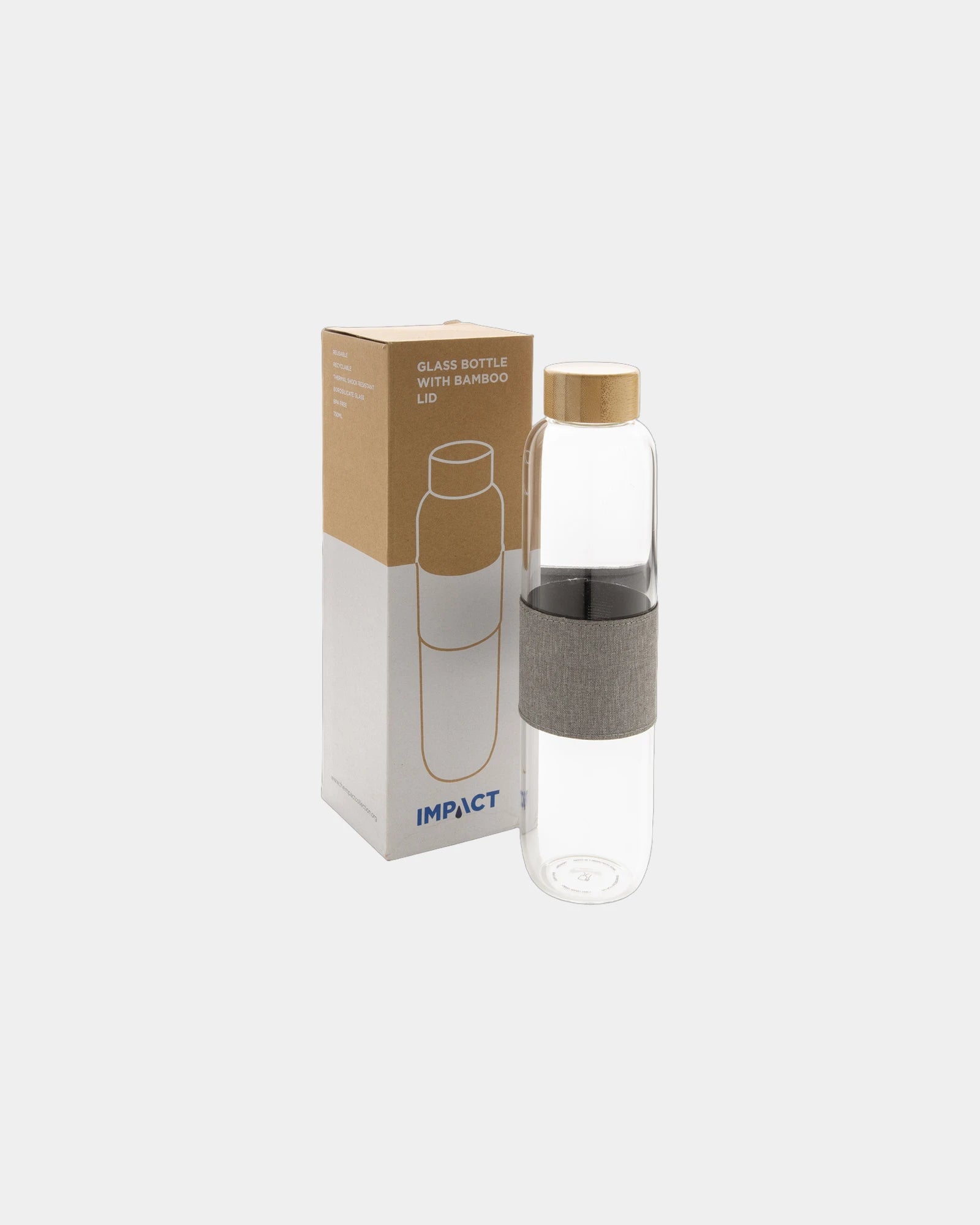 Borraccia vetro coperchio bambù 750ml da personalizzare - 2