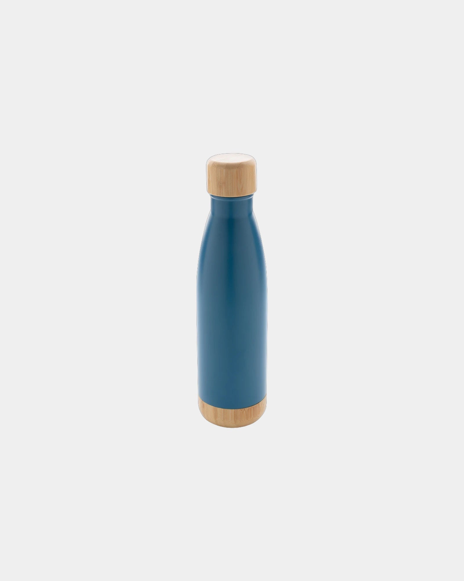 Bottiglia termica acciaio inox bambù da personalizzare - Blu