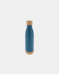 Bottiglia termica acciaio inox bambù da personalizzare - Blu