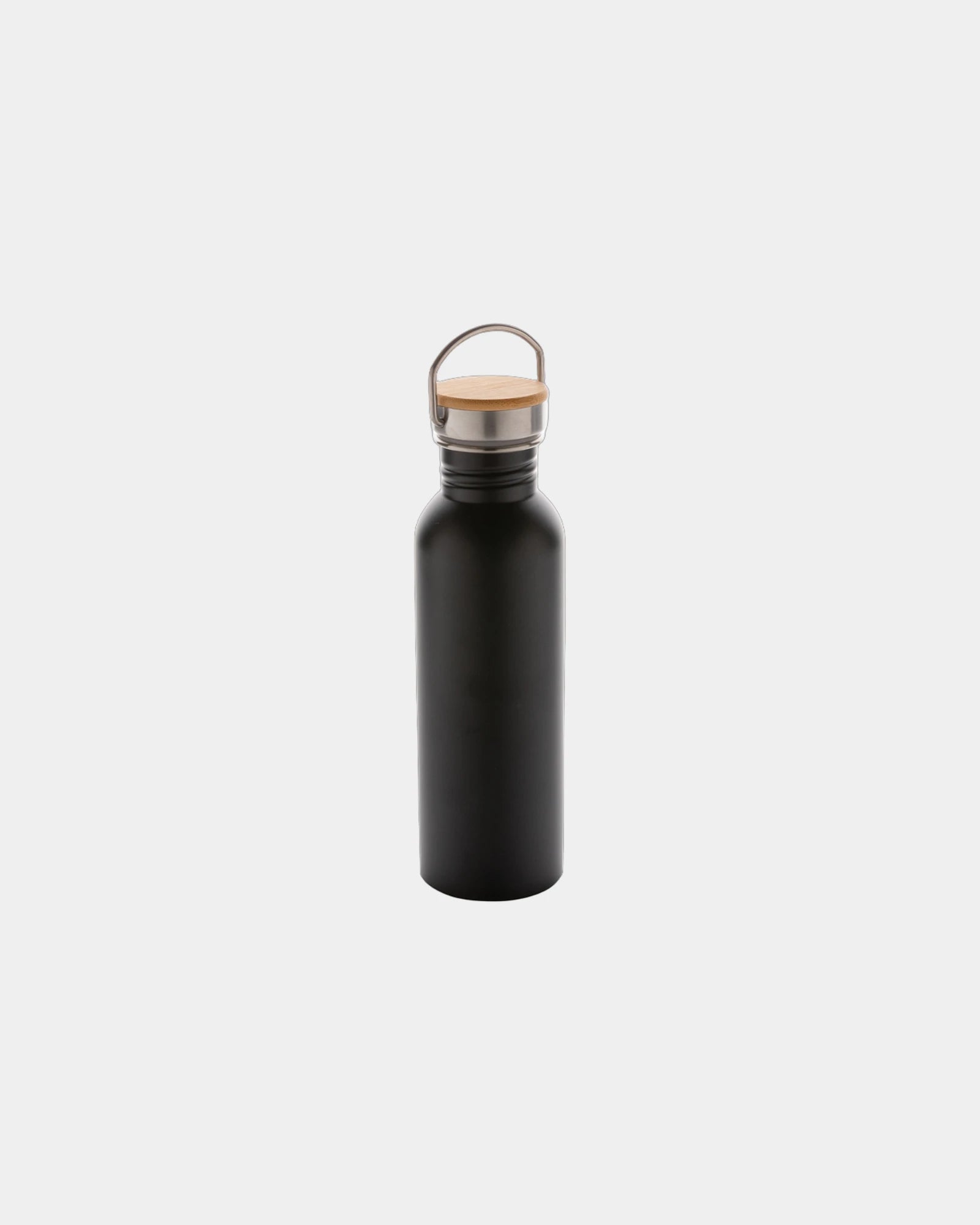Borraccia acciaio inox coperchio bambù da personalizzare - Nero