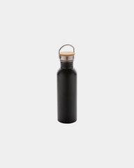 Borraccia acciaio inox coperchio bambù da personalizzare - Nero