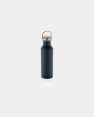 Borraccia acciaio inox coperchio bambù da personalizzare - Blu