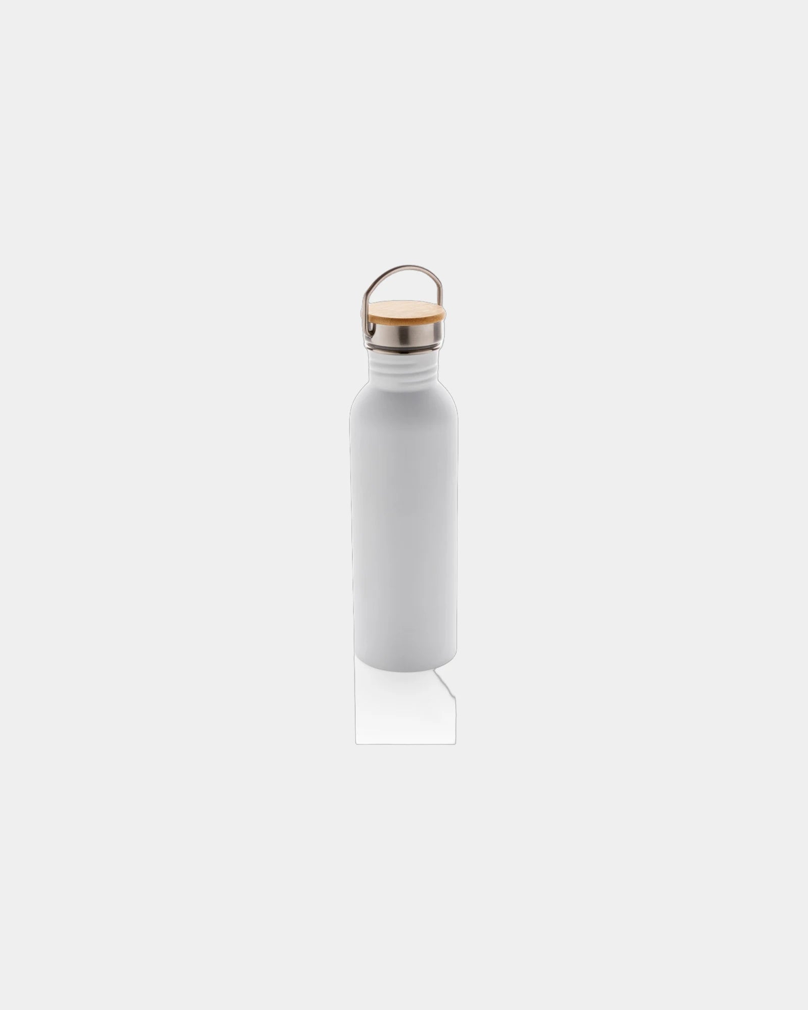 Borraccia acciaio inox coperchio bambù da personalizzare - Bianco