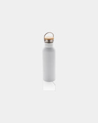 Borraccia acciaio inox coperchio bambù da personalizzare - Bianco