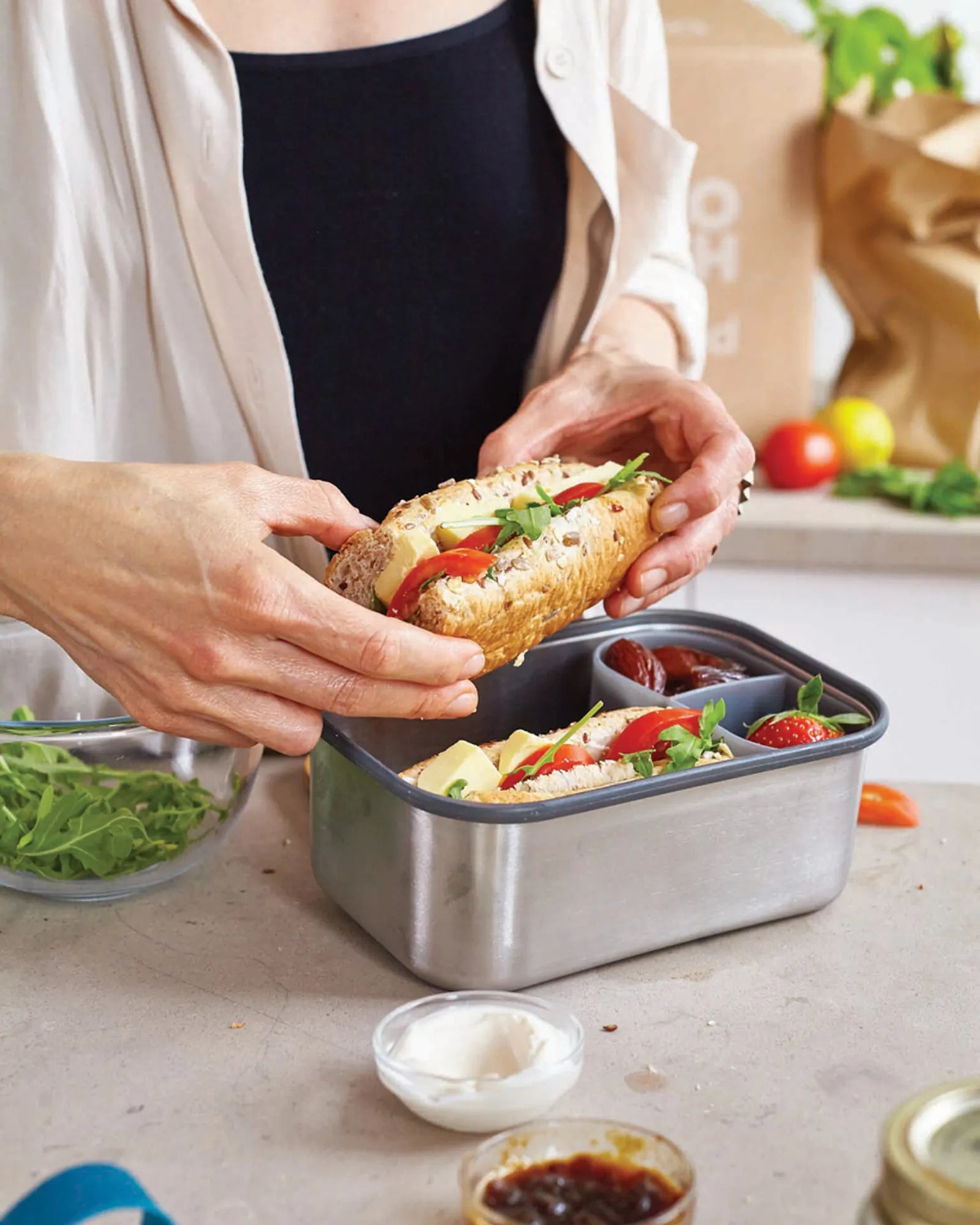 Porta pranzo acciaio inox 1,25L da personalizzare - 7