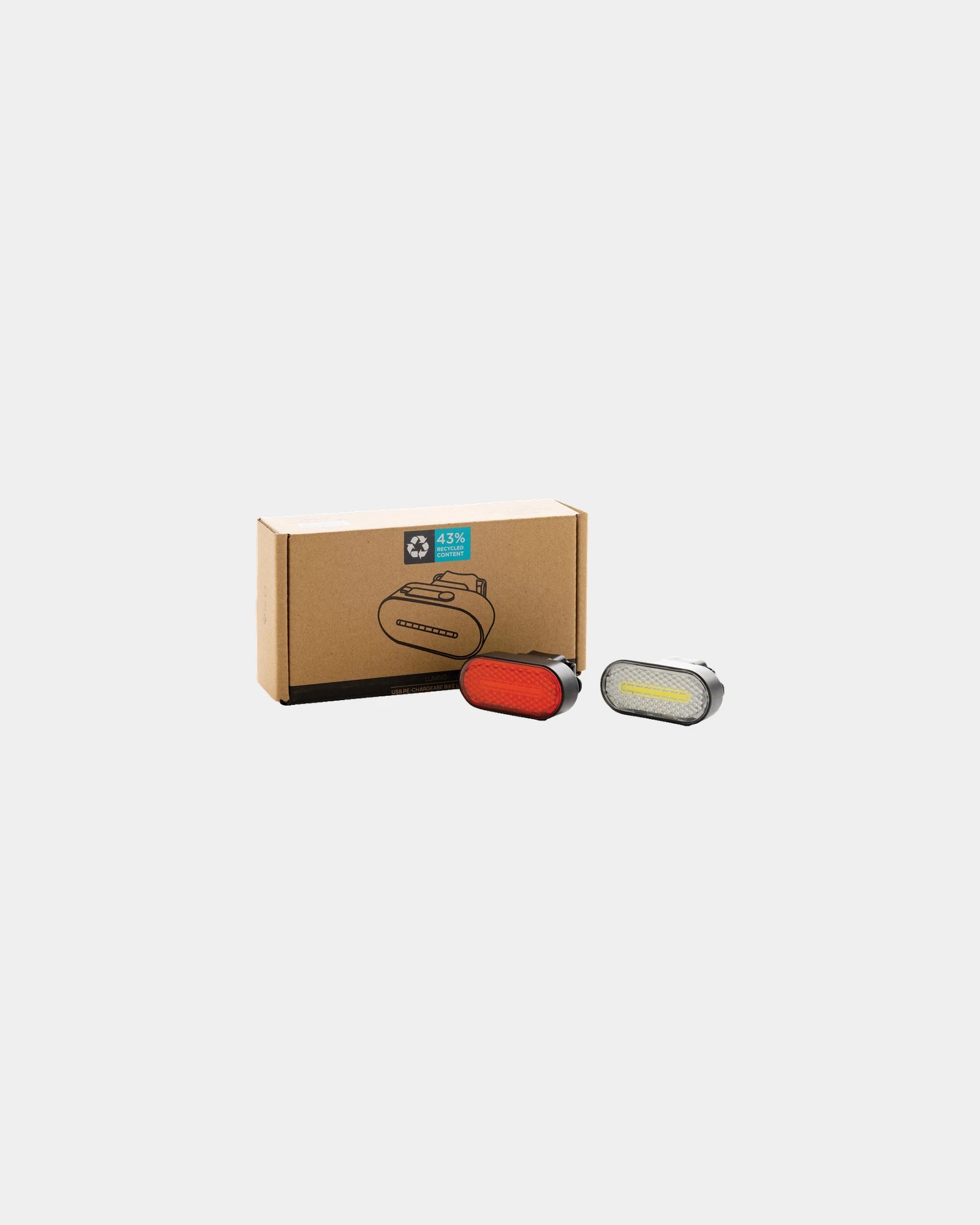Set luci bici RCS plastica riciclata da personalizzare
