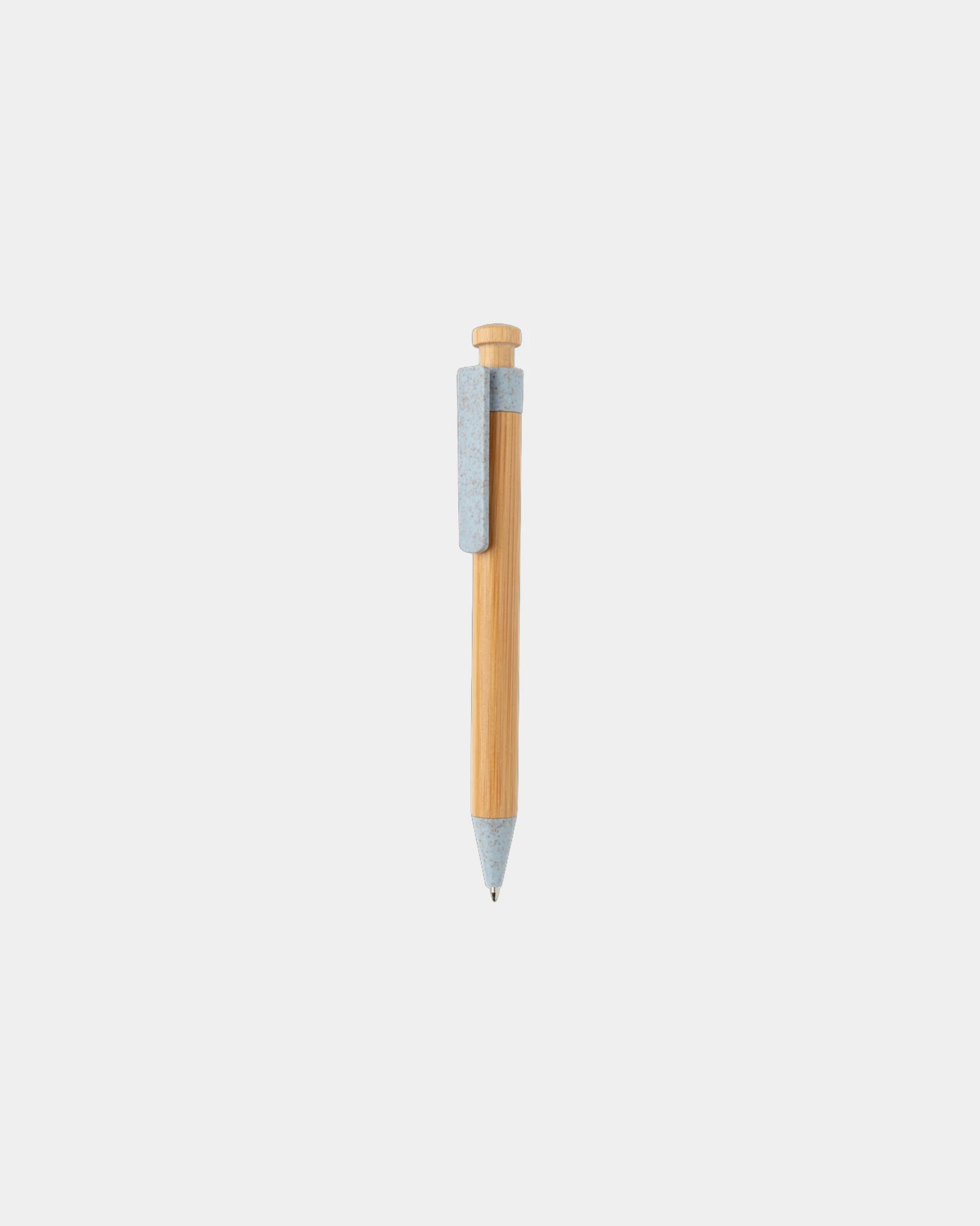 Penna in bambù con clip in fibra di paglia da personalizzare - Blu
