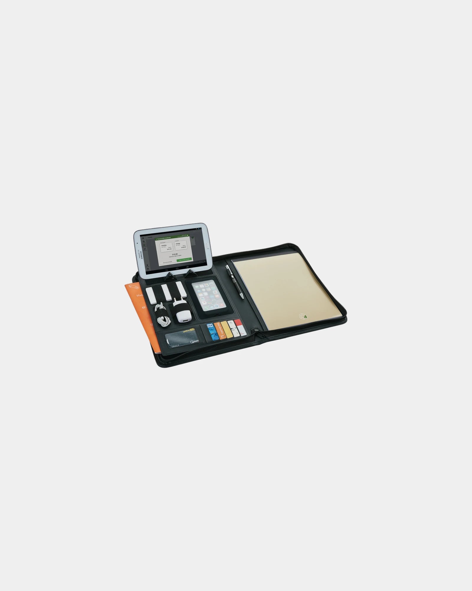Portablocco A4 PU con zip porta tablet da personalizzare - Nero