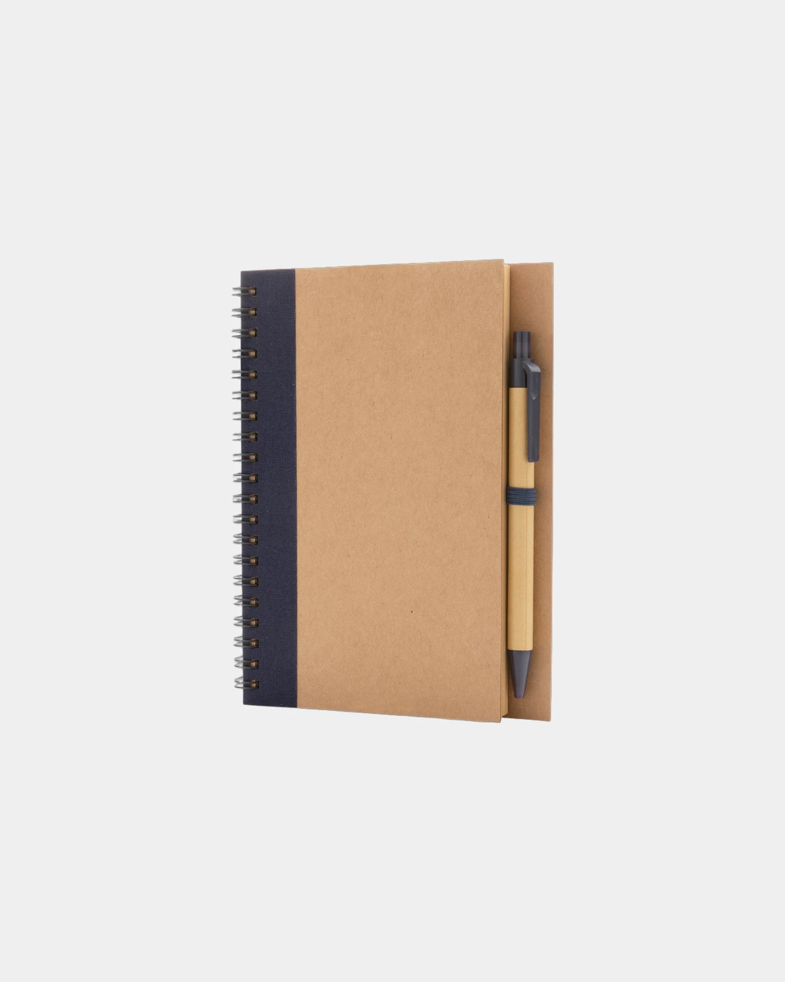Taccuino a spirale kraft con penna da personalizzare - Blu