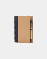 Taccuino a spirale kraft con penna da personalizzare - Blu