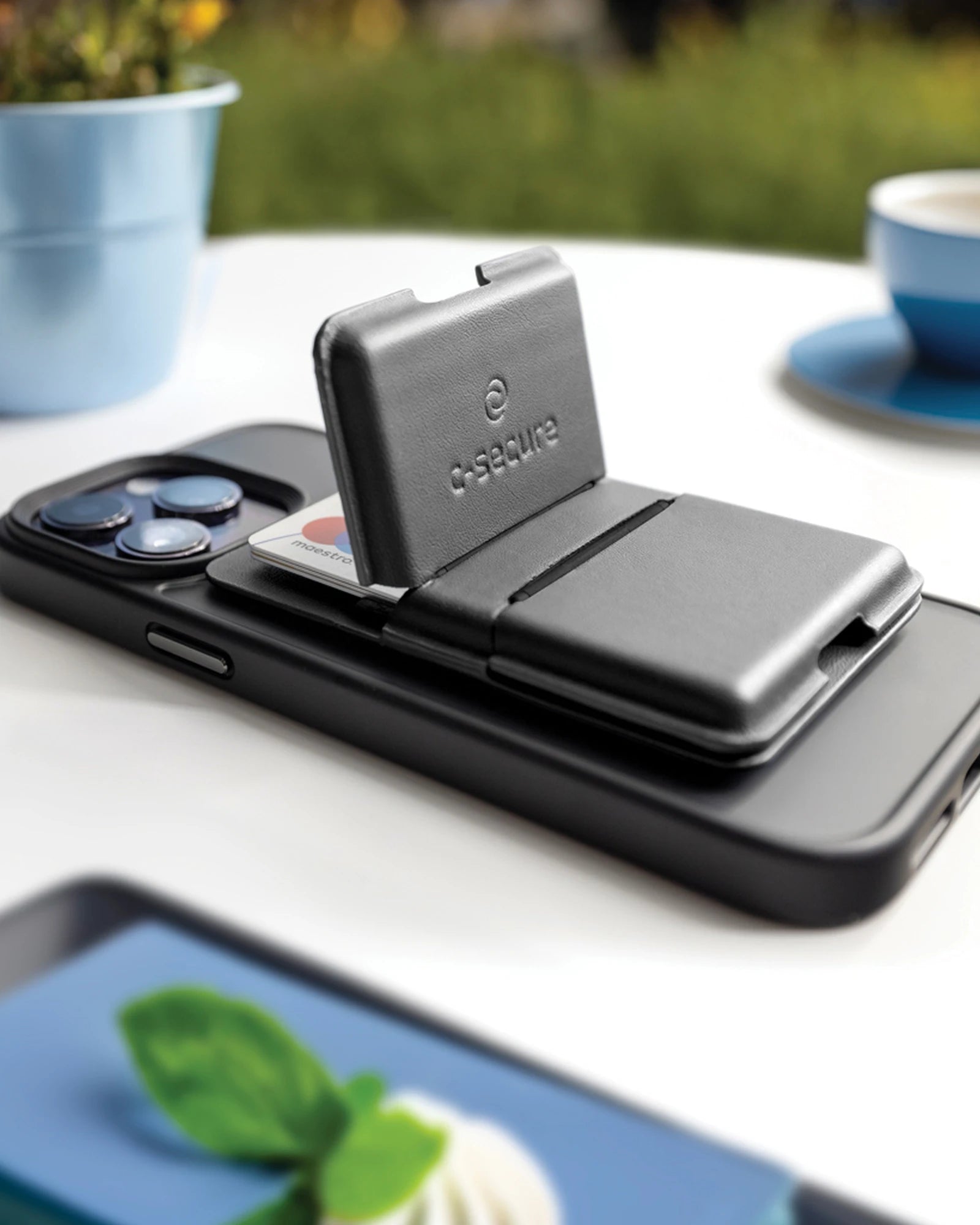 Portacarte MagSafe anti-RFID cuoio PU da personalizzare - 9