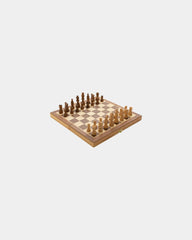 Gioco di scacchi pieghevole legno FSC da personalizzare - Marrone