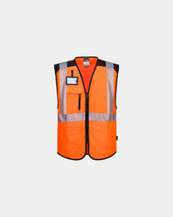 Gilet multitasche alta visibilità porta badge da personalizzare - Arancione