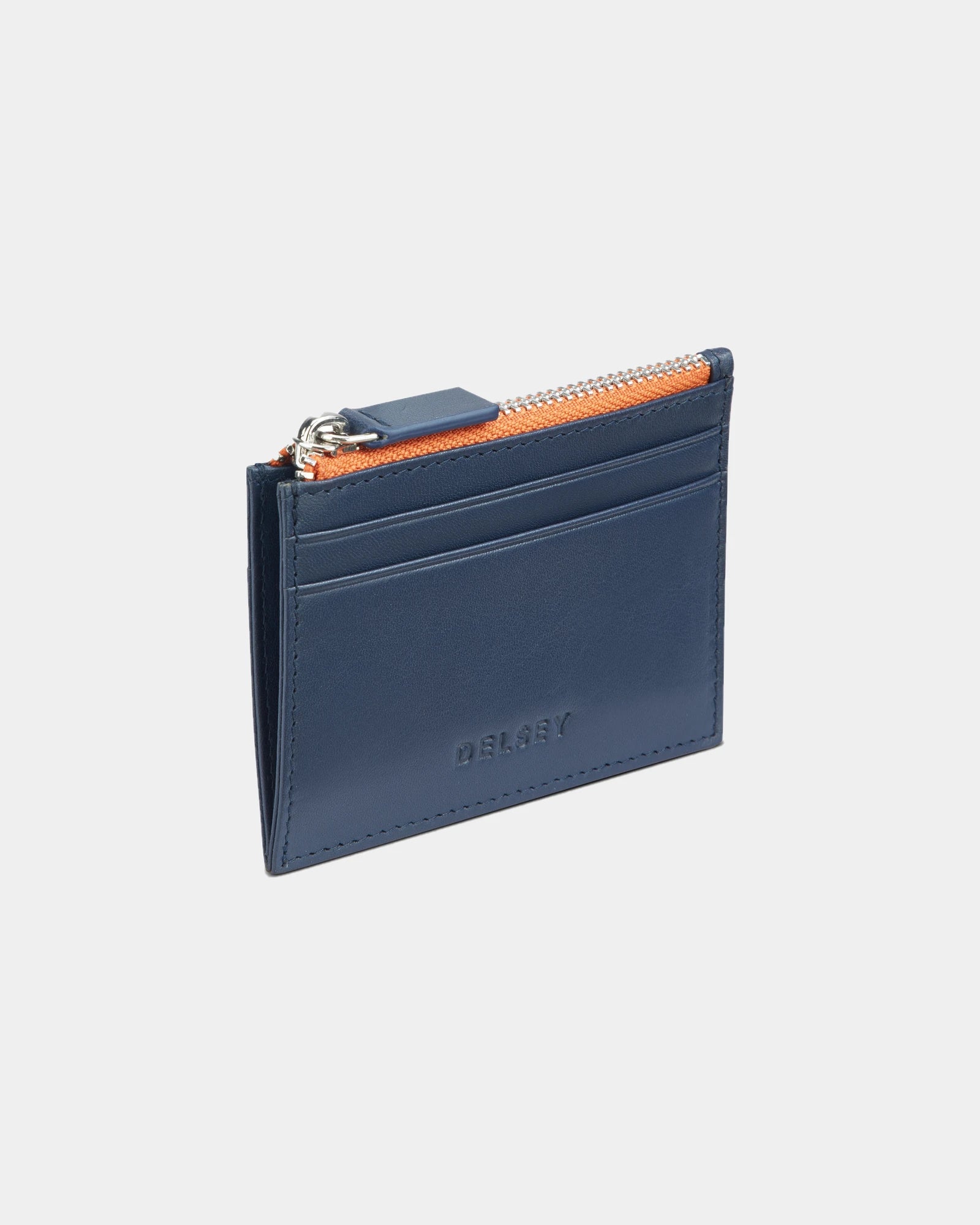 Portacarte in pelle liscia porta monete da personalizzare - Blu Navy