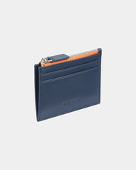 Portacarte in pelle liscia porta monete da personalizzare - Blu Navy