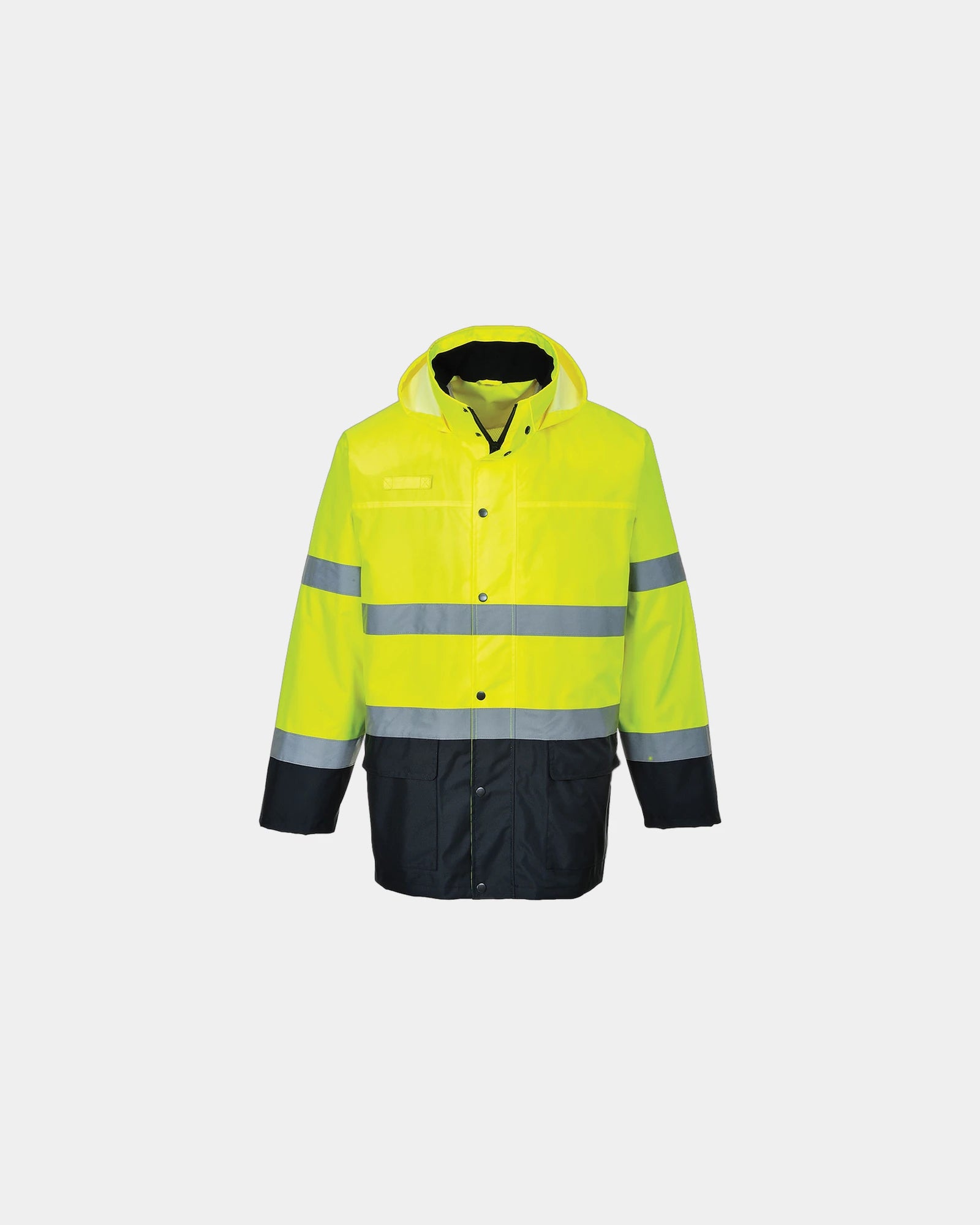 Giacca antipioggia alta visibilità da personalizzare - Giallo-Blu Navy